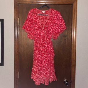 Red floral wrap dress 💃🏼